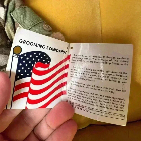 Vintage Bear Forces of America Green Camouflage 11" Plush Teddy 1989 Stuffed Toy - Picture 3 of 4